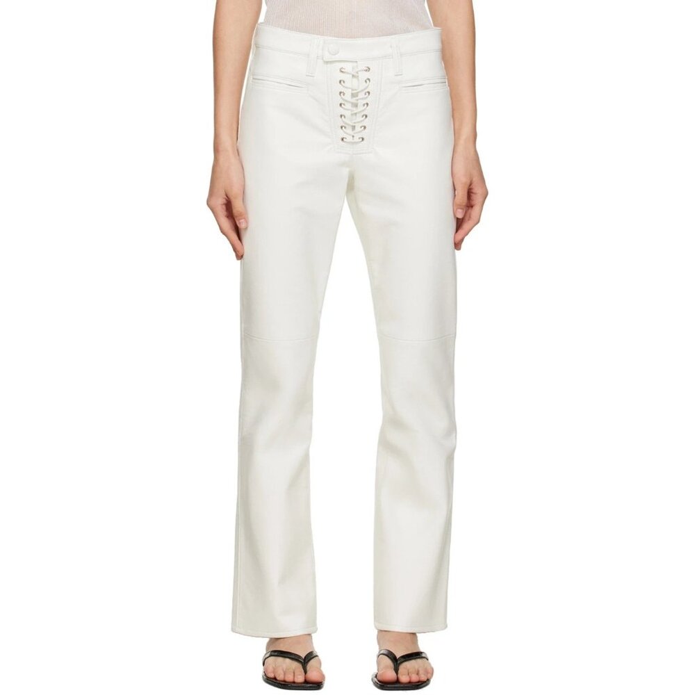 AGOLDE Lace White Recycled Leather Finley Lace Up Pants, Size 25 NWT! $435